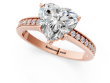 Rose gold Heart Solitaire Pavé Band Prong Setting Ring_21