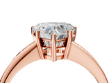 Rose gold Heart Solitaire Pavé Band Prong Setting Ring_24