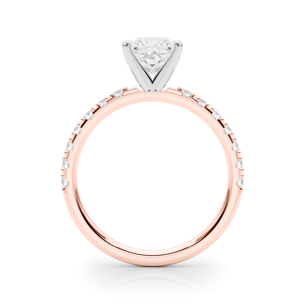 Rose gold Heart Solitaire Pavé Band with Four-Prong Setting 1