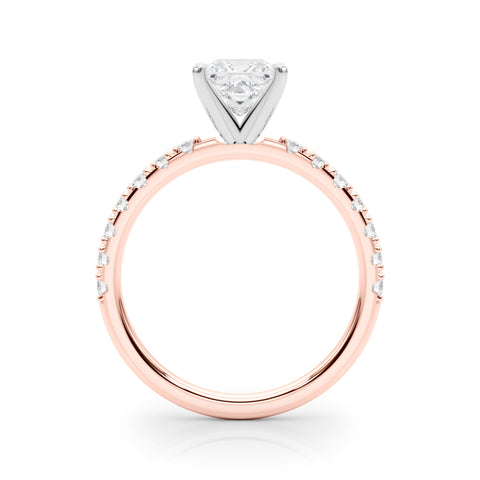 Rose gold Heart Solitaire Pavé Band with Four-Prong Setting 1