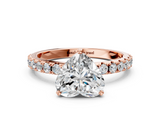 Rose gold Heart Solitaire Pavé Band with Four-Prong Setting_163