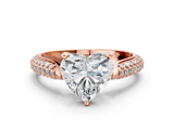 Rose gold Heart Solitaire Pavé Diamond Engagement Ring with Four-Prong Setting_142