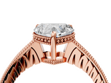 Rose gold Heart Solitaire Pavé Diamond Milgrain Engagement Ring with Four-Prong Setting_10