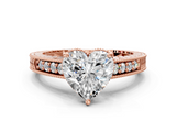 Rose gold Heart Solitaire Pavé Diamond Milgrain Engagement Ring with Four-Prong Setting_6