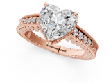 Rose gold Heart Solitaire Pavé Diamond Milgrain Engagement Ring with Four-Prong Setting_7