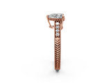 Rose gold Heart Solitaire Pavé Diamond Milgrain Engagement Ring with Four-Prong Setting_8