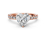 Rose gold Heart Solitaire Pave Diamond Engagement Ring with Four-Prong Setting_327