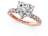Rose gold Heart Solitaire Pave Diamond Engagement Ring with Four-Prong Setting_328