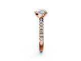 Rose gold Heart Solitaire Pave Diamond Engagement Ring with Four-Prong Setting_329