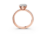 Rose gold Heart Solitaire Pave Diamond Engagement Ring with Four-Prong Setting_330