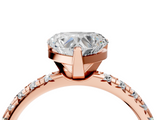 Rose gold Heart Solitaire Pave Diamond Engagement Ring with Four-Prong Setting_331