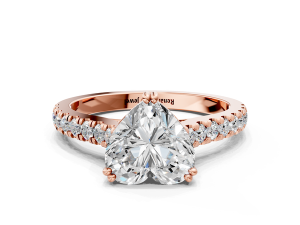 Rose gold Heart Solitaire Pave Diamond Engagement Ring with Prong Setting