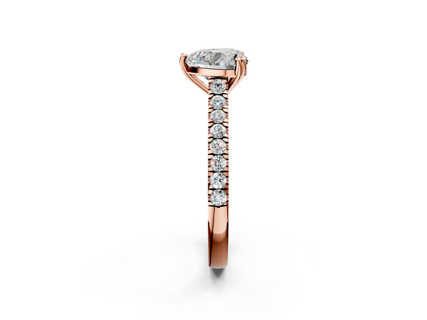 Rose gold Heart Solitaire Pave Diamond Engagement Ring with Prong Setting