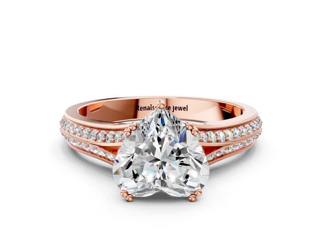 Rose gold Heart Solitaire Pave Split Shank Engagement Ring with Six-Prong Setting_41