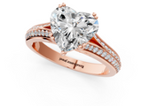 Rose gold Heart Solitaire Pave Split Shank Engagement Ring with Six-Prong Setting_42