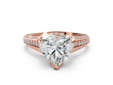 Rose gold Heart Solitaire Pave Split Shank Ring with Four-Prong Setting_81