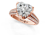 Rose gold Heart Solitaire Pave Split Shank Ring with Four-Prong Setting_82