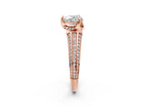 Rose gold Heart Solitaire Pave Split Shank Ring with Four-Prong Setting_83