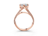 Rose gold Heart Solitaire Pave Split Shank Ring with Four-Prong Setting_84
