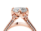 Rose gold Heart Solitaire Pave Split Shank Ring with Four-Prong Setting_85