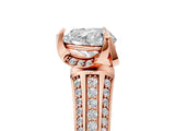 Rose gold Heart Solitaire Pave Split Shank Ring with Four-Prong Setting_86