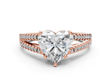 Rose gold Heart Solitaire Split Shank Pavé Diamond Engagement Ring_291