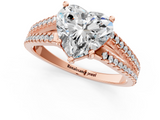 Rose gold Heart Solitaire Split Shank Pavé Diamond Engagement Ring_292