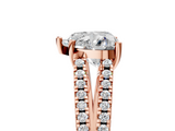 Rose gold Heart Solitaire Split Shank Pavé Diamond Engagement Ring_296