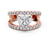 Rose gold Heart Solitaire Split Shank Pave Diamond Ring_49
