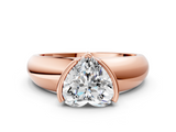 Rose gold Heart Solitaire Tension Set Diamond Ring with Wide Band_37