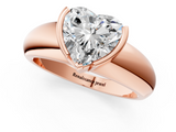 Rose gold Heart Solitaire Tension Set Diamond Ring with Wide Band_38