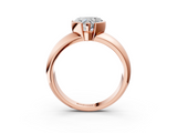 Rose gold Heart Solitaire Tension Set Diamond Ring with Wide Band_40