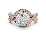 Rose gold Heart Solitaire Twist Band Pavé Diamond Engagement Ring_33