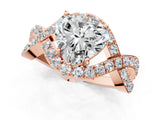 Rose gold Heart Solitaire Twist Band Pavé Diamond Engagement Ring_34