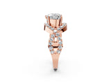 Rose gold Heart Solitaire Twist Band Pavé Diamond Engagement Ring_35