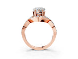Rose gold Heart Solitaire Twist Band Pavé Diamond Engagement Ring_36
