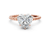 Rose gold Heart Solitaire Twist Band Ring with Four-Prong Setting_69