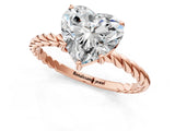 Rose gold Heart Solitaire Twist Band Ring with Four-Prong Setting_70