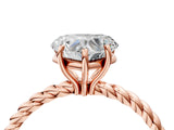 Rose gold Heart Solitaire Twist Band Ring with Four-Prong Setting_73