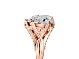 Rose gold Heart Solitaire Twist Band Six-Prong Setting 1