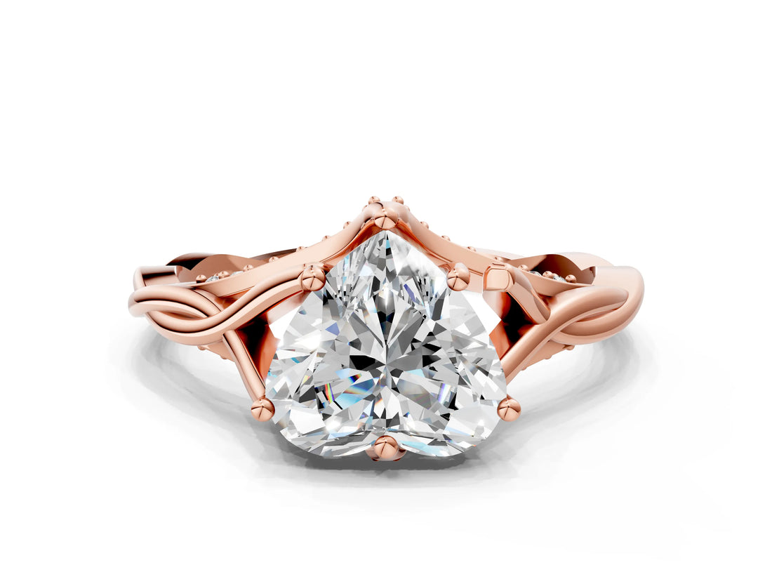 Rose gold Heart Solitaire Twist Band Six-Prong Setting 2