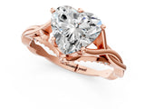 Rose gold Heart Solitaire Twist Band Six-Prong Setting 3