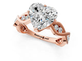 Rose gold Heart Solitaire Twist Band with Leaf Prong Setting 1