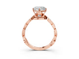 Rose gold Heart Solitaire Twist Band with Leaf Prong Setting 3