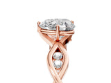 Rose gold Heart Solitaire Twist Band with Leaf Prong Setting 5