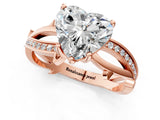 Rose gold Heart Solitaire Twist Band with Pavé Accents and Four-Prong Setting_22