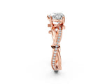 Rose gold Heart Solitaire Twist Band with Pavé Accents and Four-Prong Setting_23