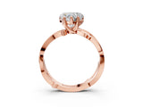 Rose gold Heart Solitaire Twist Band with Pavé Accents and Four-Prong Setting_24