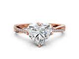 Rose gold Heart Solitaire Twist Band with Pavé Diamonds and Four-Prong Setting_65