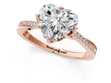 Rose gold Heart Solitaire Twist Band with Pavé Diamonds and Four-Prong Setting_66